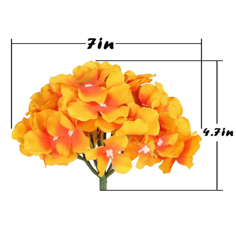 Flojery Silk Hydrangea Heads Artificial Flowers Heads with Stems for Home Wedding Decor,Pack of 10 (Sunset) - Image 4